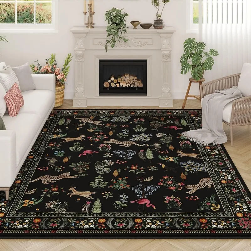 Soft Rug Nursery - Carpet for Living Room Floral Animal