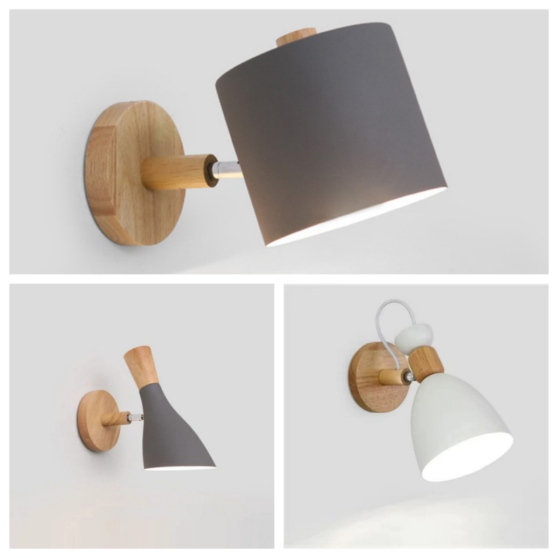 Baby Nursery Wall Lights - Nordic Macaron Adjustable Minimalist Wood Base
