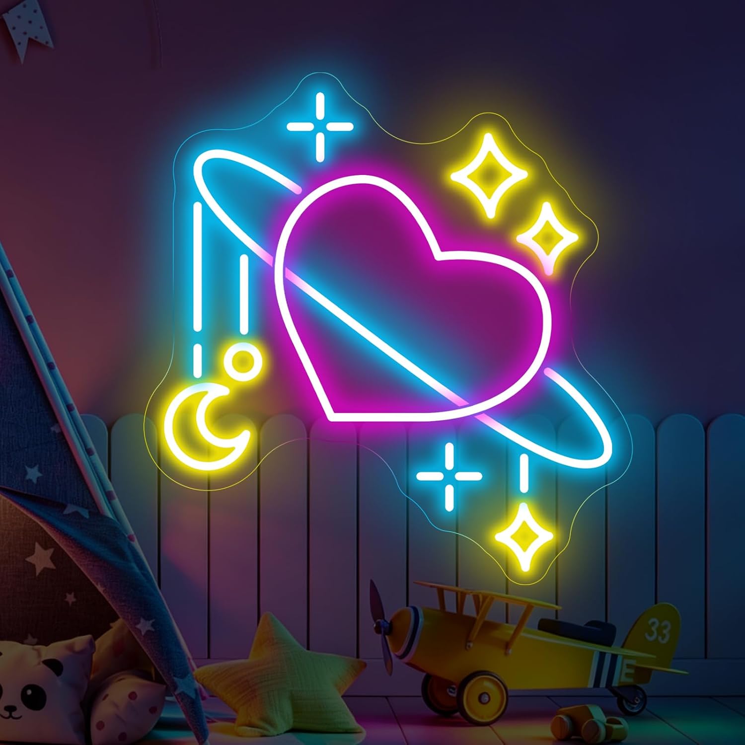 Baby Nursery Wall Lights - Space Planet Neon Sign LED Neon