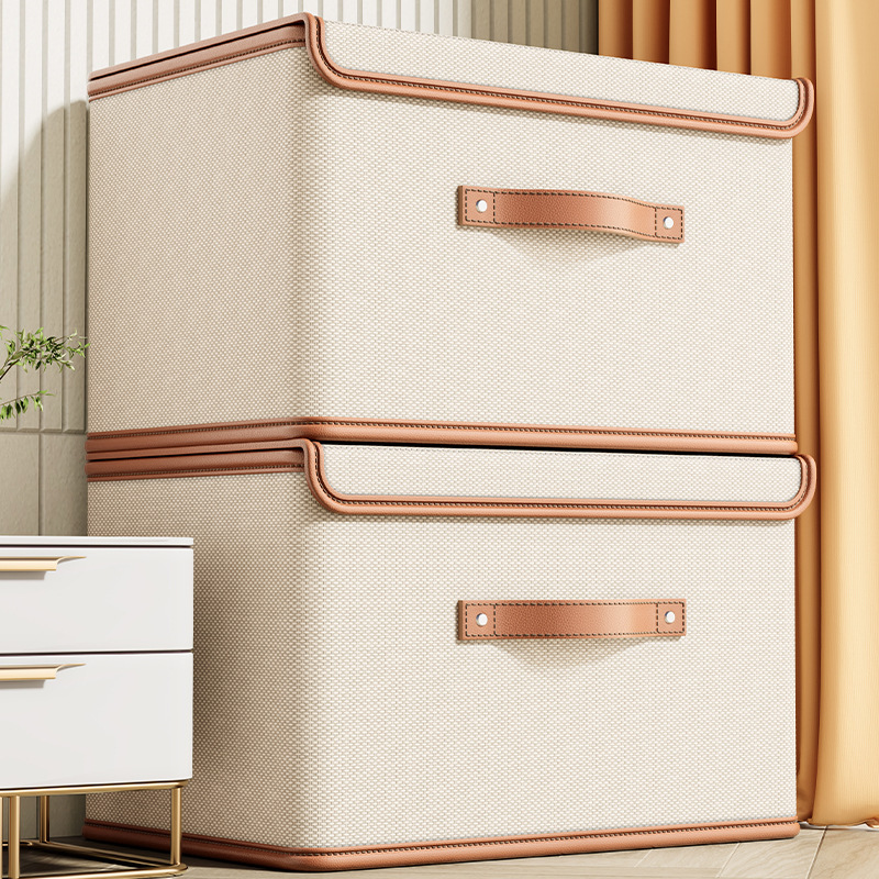 Storage Basket Fabric - Clothes Storage Box With Lid For