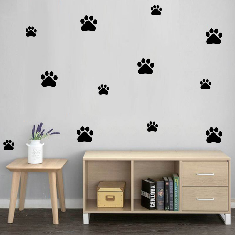 Baby Nursery Wall Mural - Cartoon Dog Cat Walking Paw Print