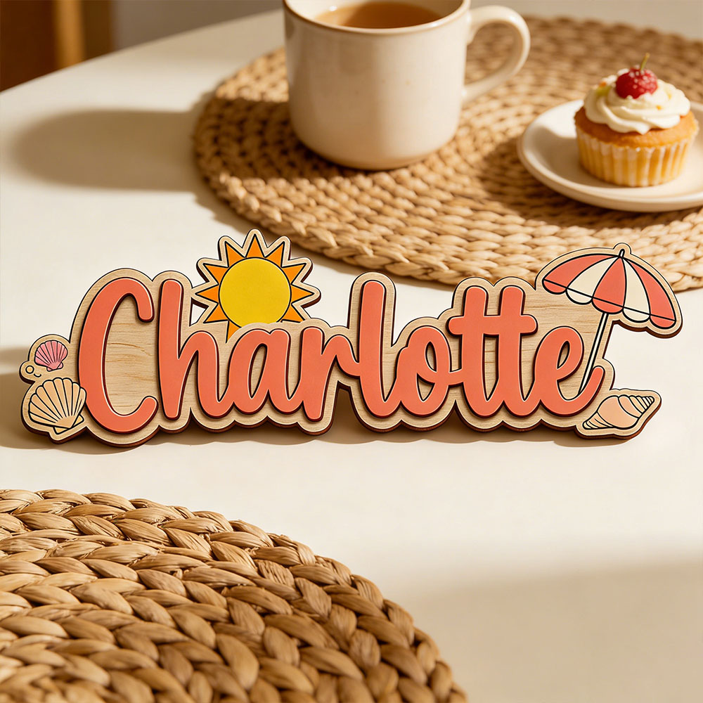 Baby Nursery Themes Girl - Custom Beach Sun Umbrella Seashell Name
