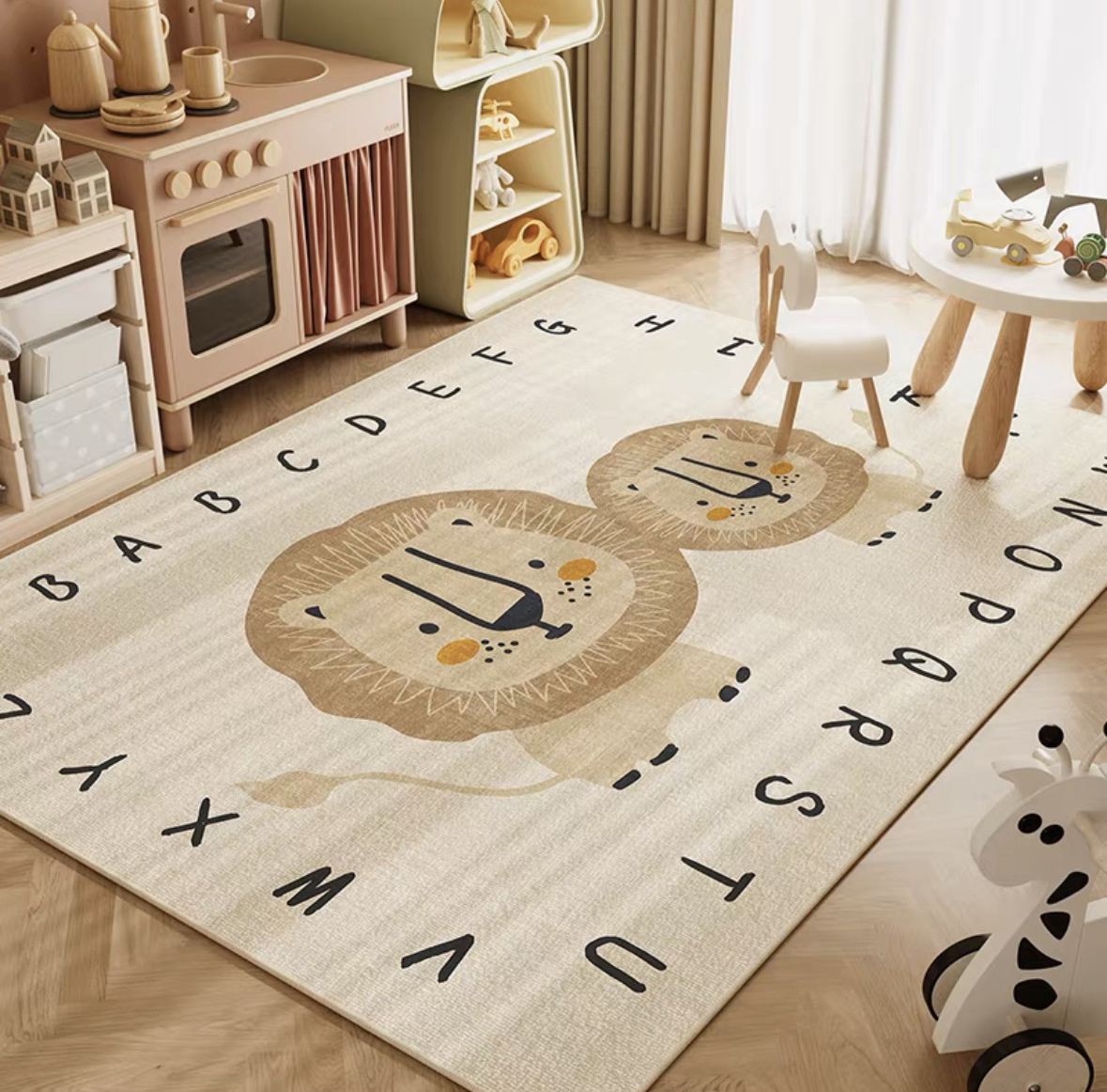 Soft Rug Nursery - VIKAMA Neutral Cartoon Lion Baby Crawling