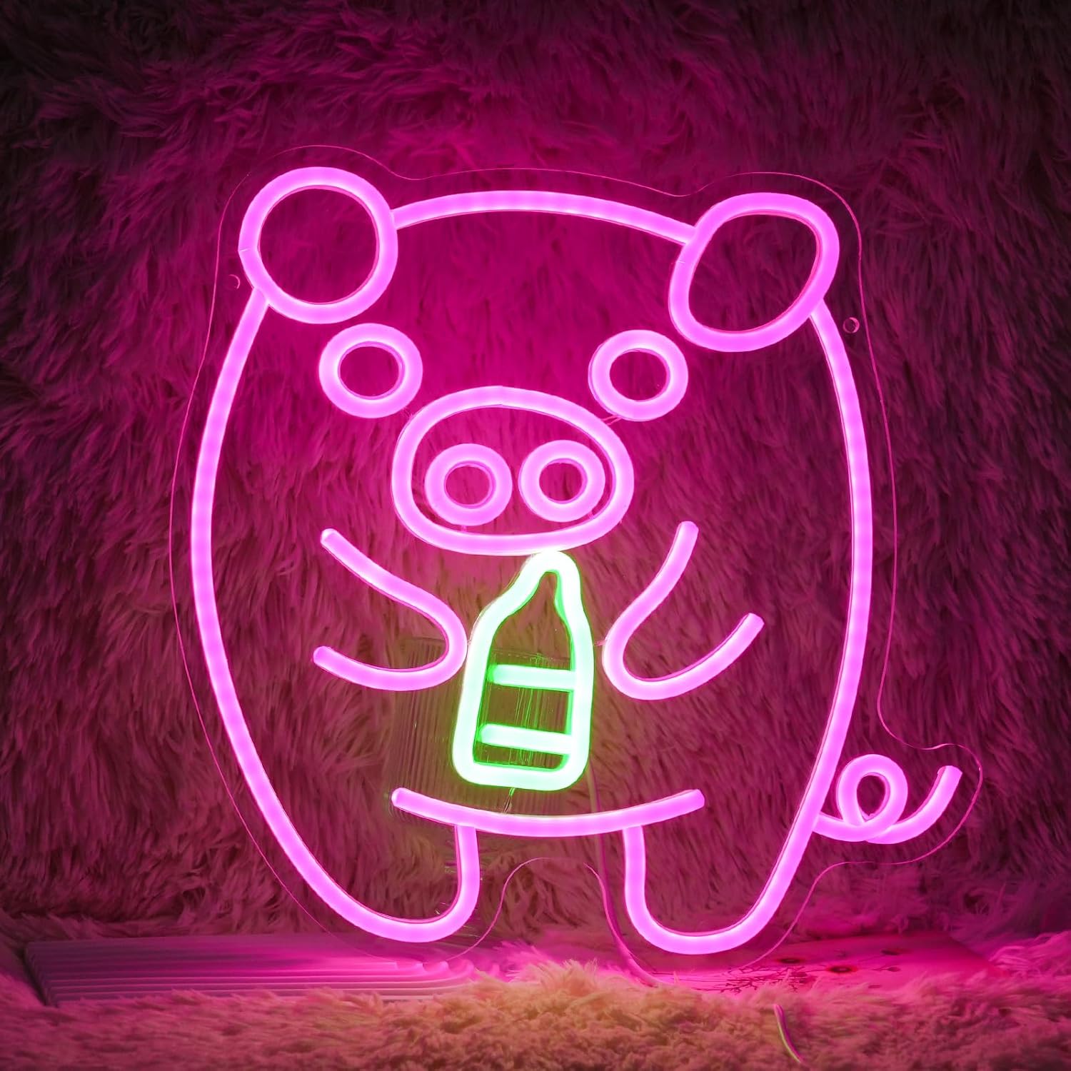 Baby Nursery Wall Lights - Baby Pig Milk Bottle Neon Sign