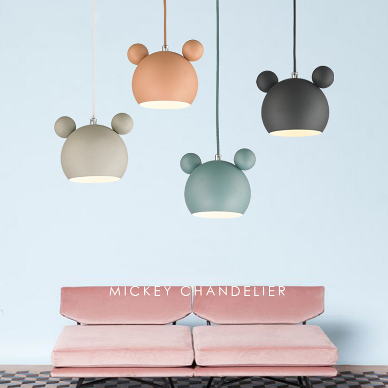 Baby Nursery Lamp - Modern Mickey Pendant Lights Colorful Iron