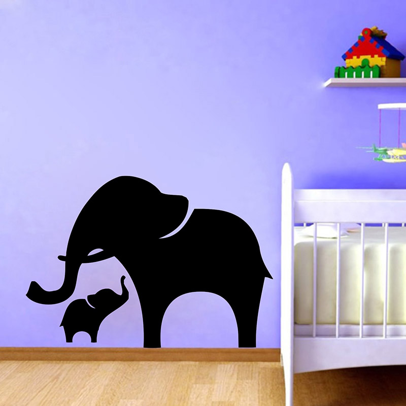 Baby Nursery Vinyl Wall Stickers - Mama and Baby Elephant Wall Decal