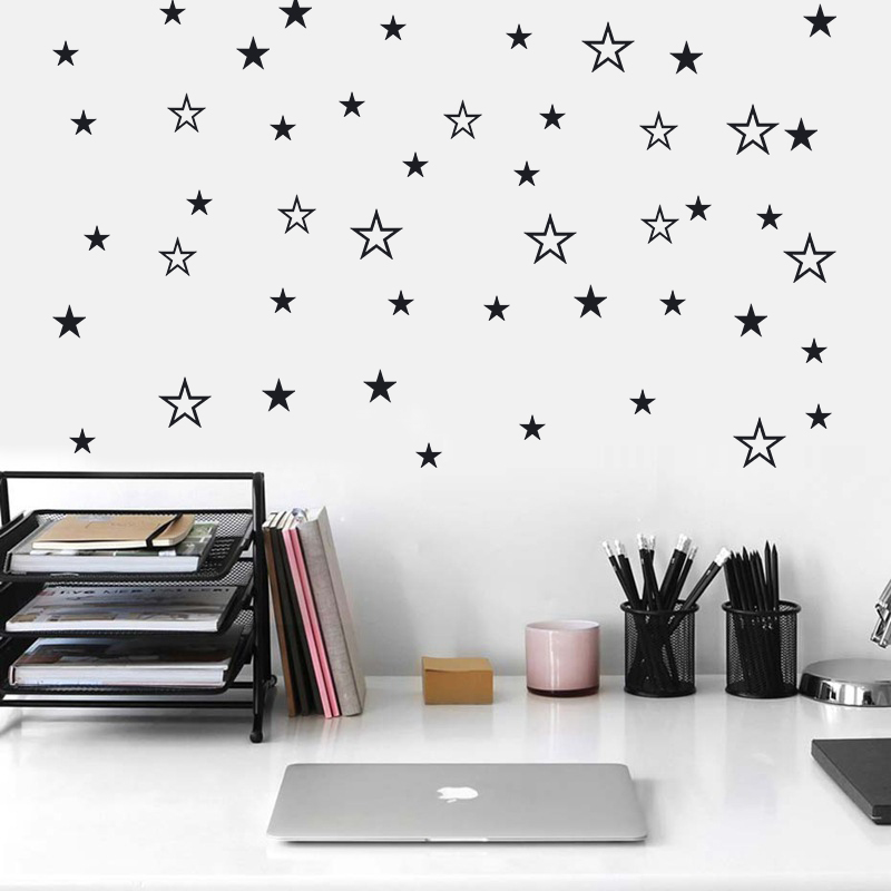 Baby Nursery Wall Mural - Mixed Size Hollow Solid Stars Wall