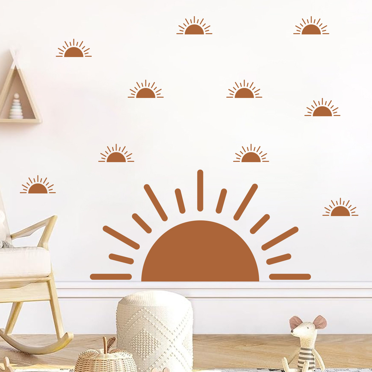 Baby Nursery Vinyl Wall Stickers - Boho Half Sun Wall Sticker Peel