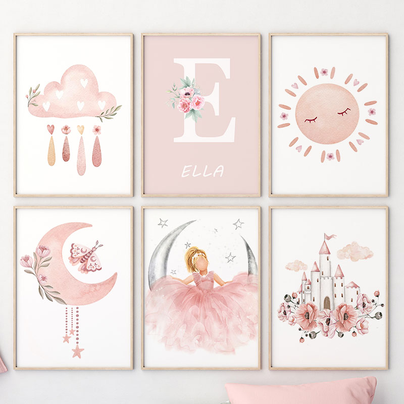 Pink Angel Girl Sun Moon Cloud - Baby Nursery Animal Pictures review and price