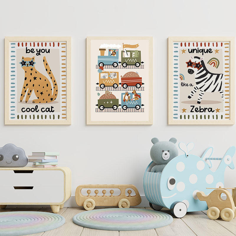 Funny Cartoon Animals Car Bus  - Baby Nursery Animal Pictures review and price