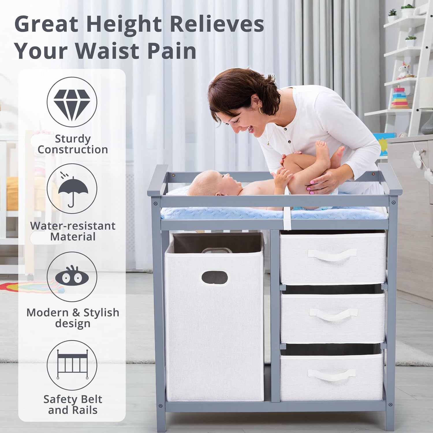 Baby Changing Table with Chang - Baby Nursery Unit review and price