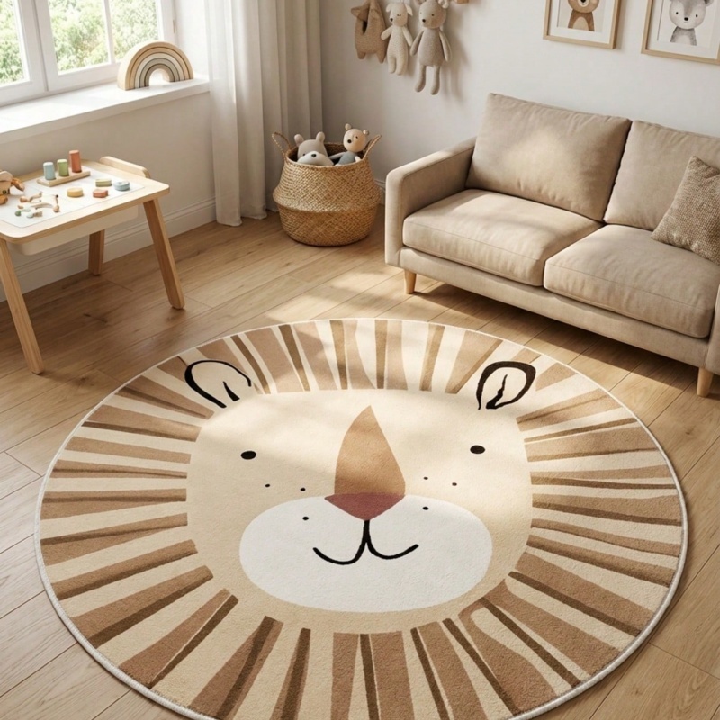 Minimalist Cartoon Lion Face K - Soft Rug Nursery review and price