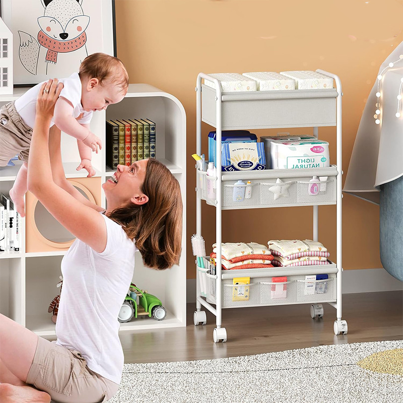 3-Tier Rolling Diaper Cart, Mu - Baby Nursery Cart review and price