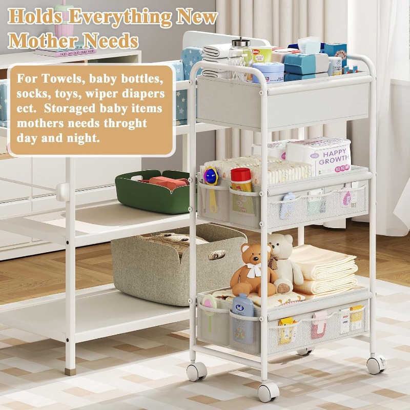 3-Tier Rolling Diaper Cart, Mu - Baby Nursery Cart review and price
