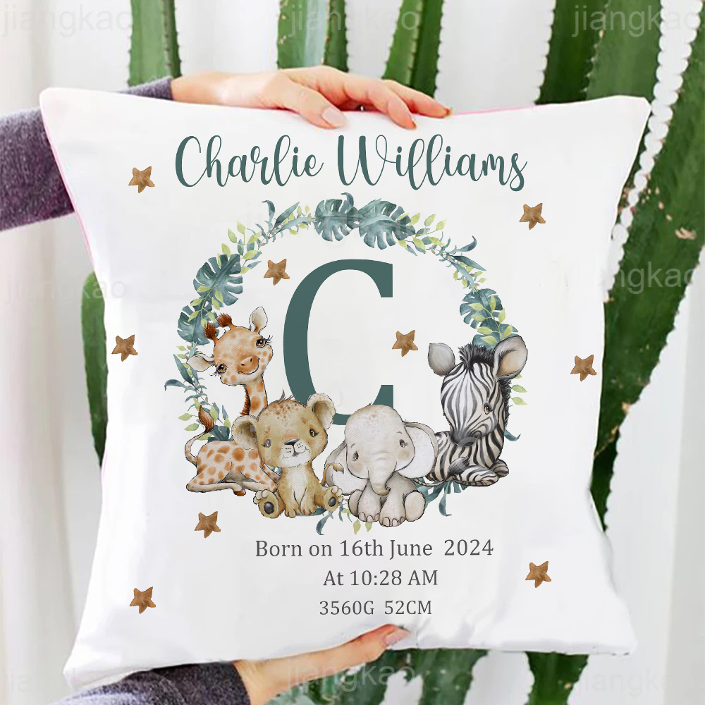 Personalized Safari Animal wit - Baby Nursery Pillow review and price