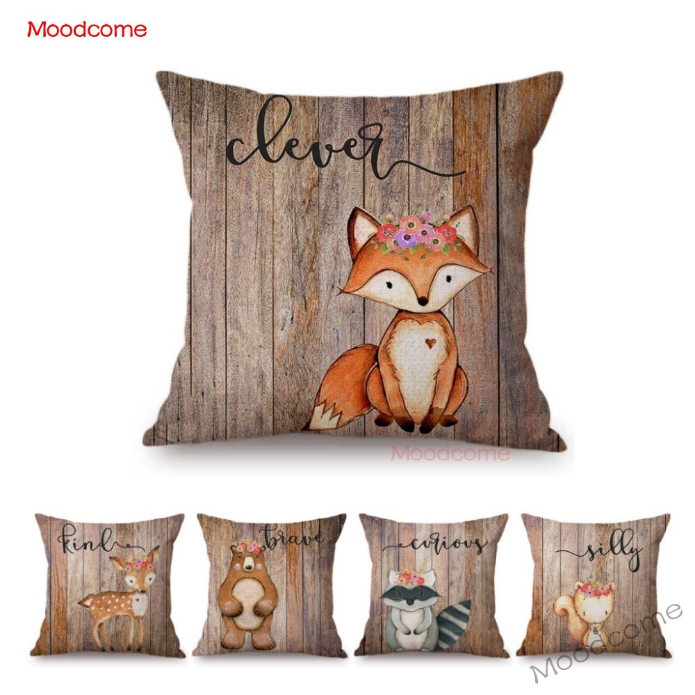 Cute Woodland Animals Wood Tex - Baby Nursery Pillow review and price
