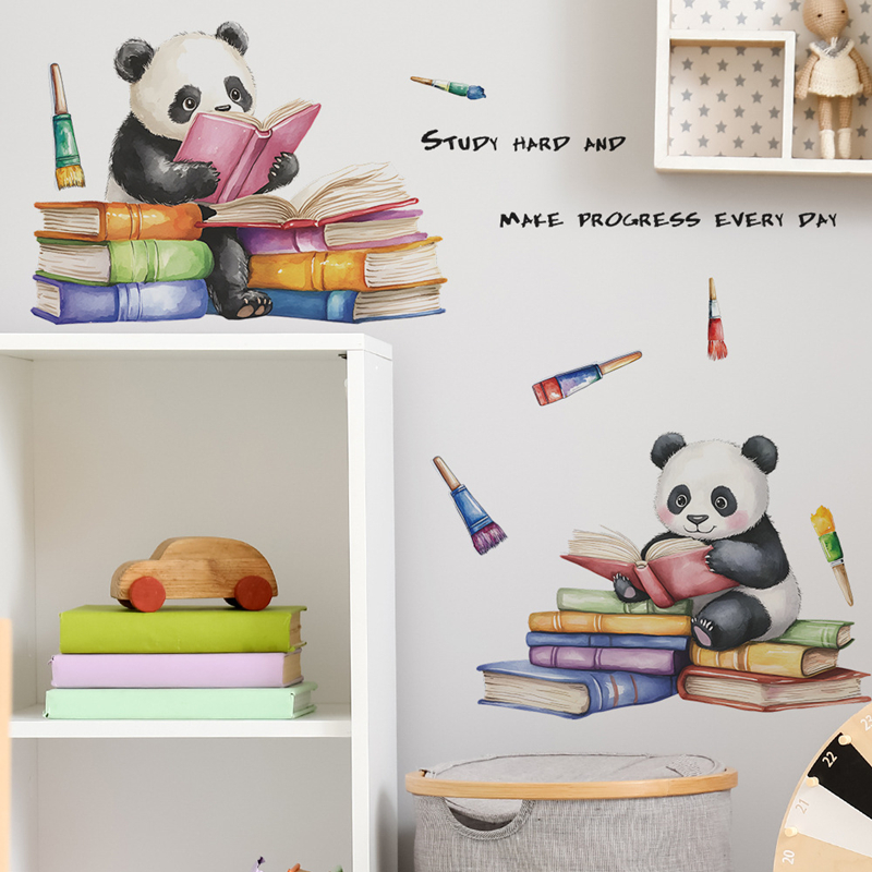 Study Read Cute Baby Panda 3D  - Baby Nursery Vinyl Wall Stickers review and price