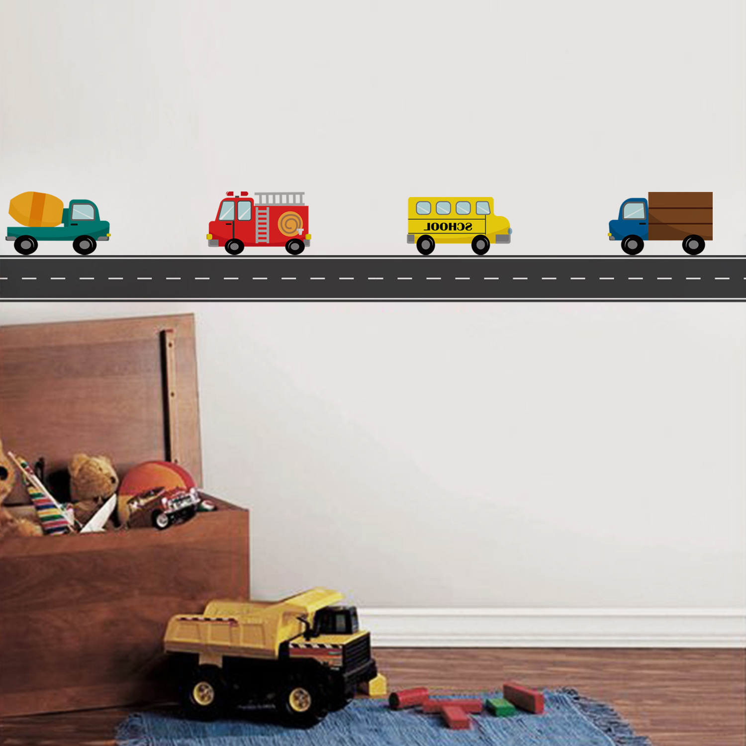 Cartoon Kids Transport Car Tru - Baby Nursery Wall Mural review and price