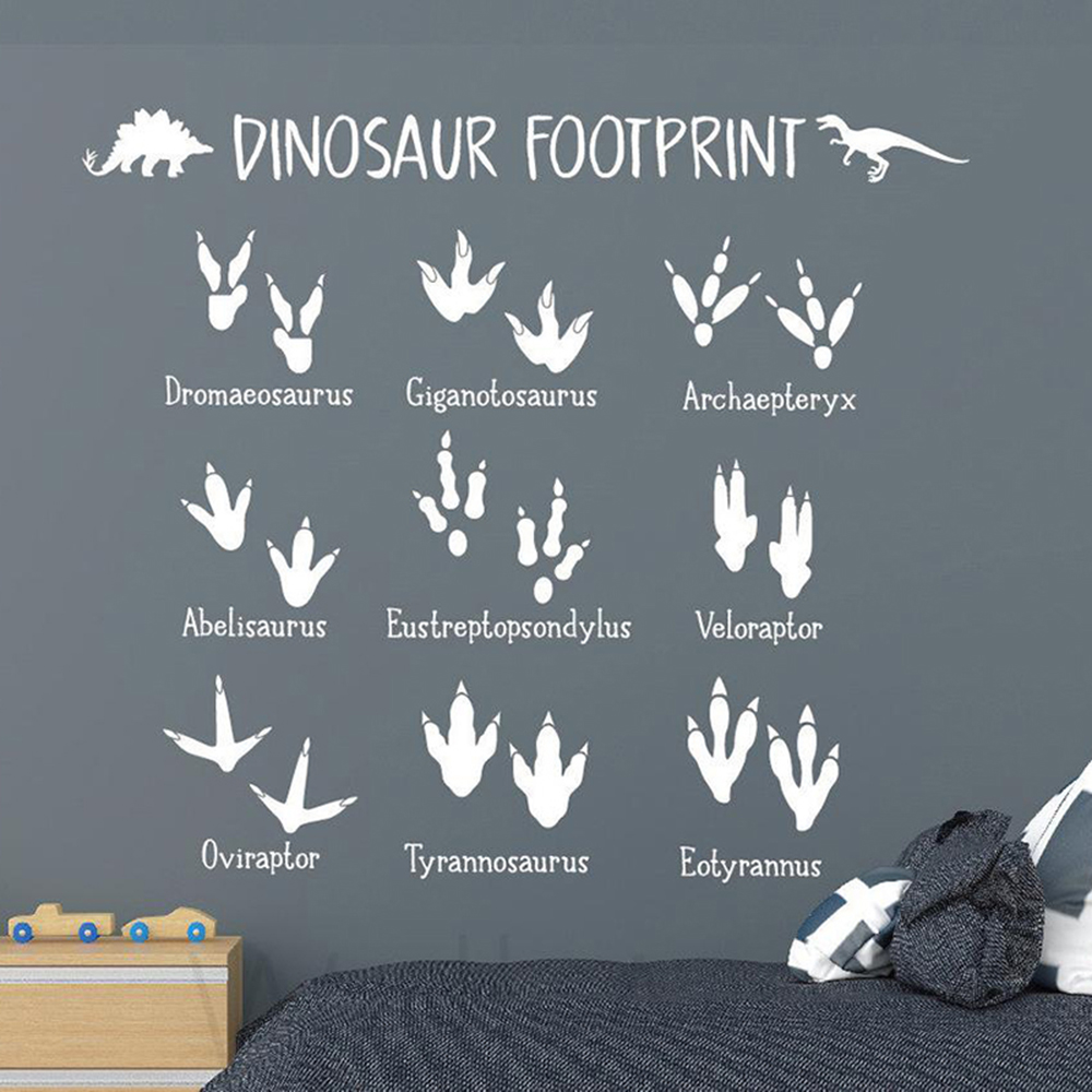Cartoon Dinosaur Footprint Paw - Baby Nursery Vinyl Wall Stickers review and price