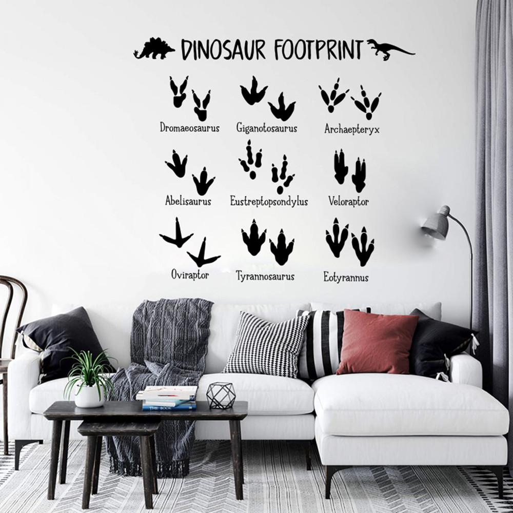 Cartoon Dinosaur Footprint Paw - Baby Nursery Vinyl Wall Stickers review and price