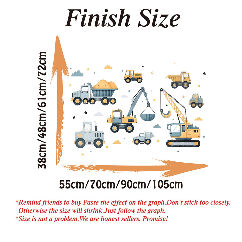 Cartoon Excavator Vehicles Set - Baby Nursery Wall Mural review and price