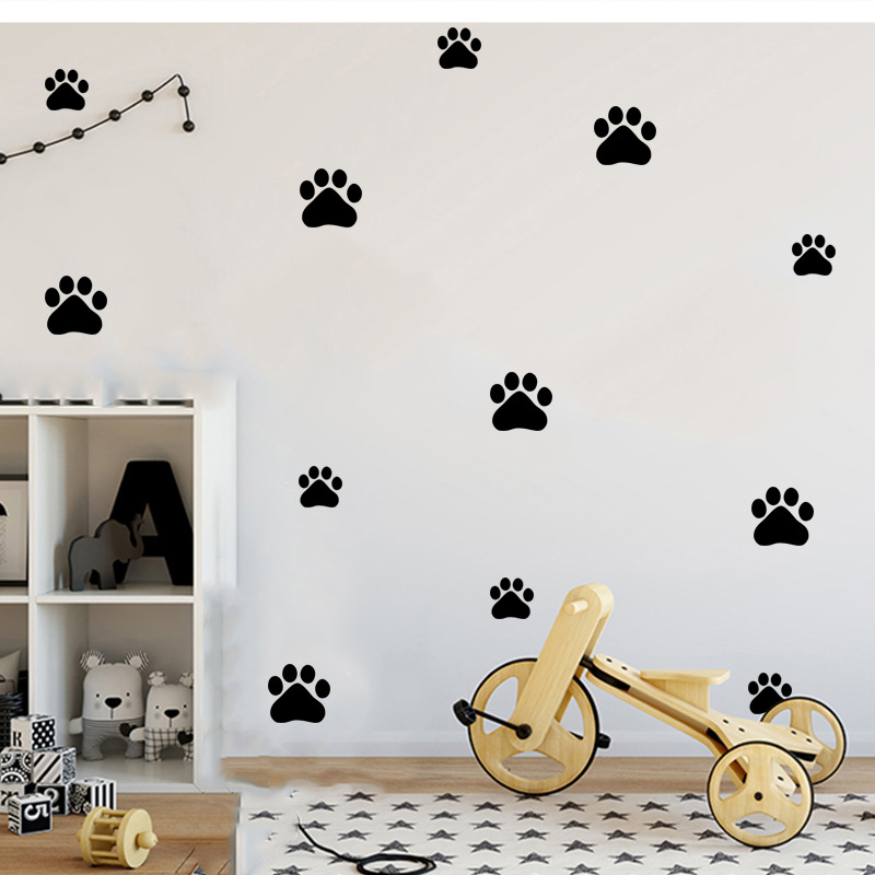 Cartoon Dog Cat Walking Paw Pr - Baby Nursery Wall Mural review and price