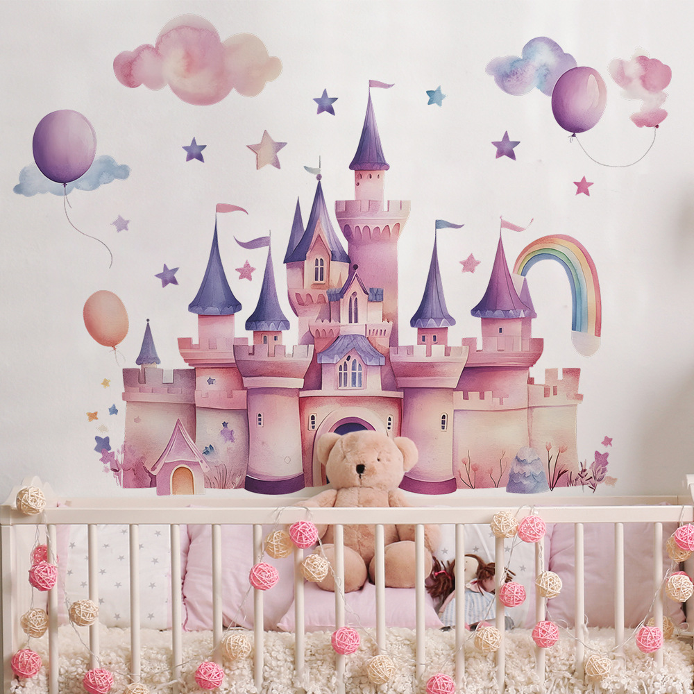 Pink Castle Wall Stickers Clou - Baby Nursery Wall Mural review and price