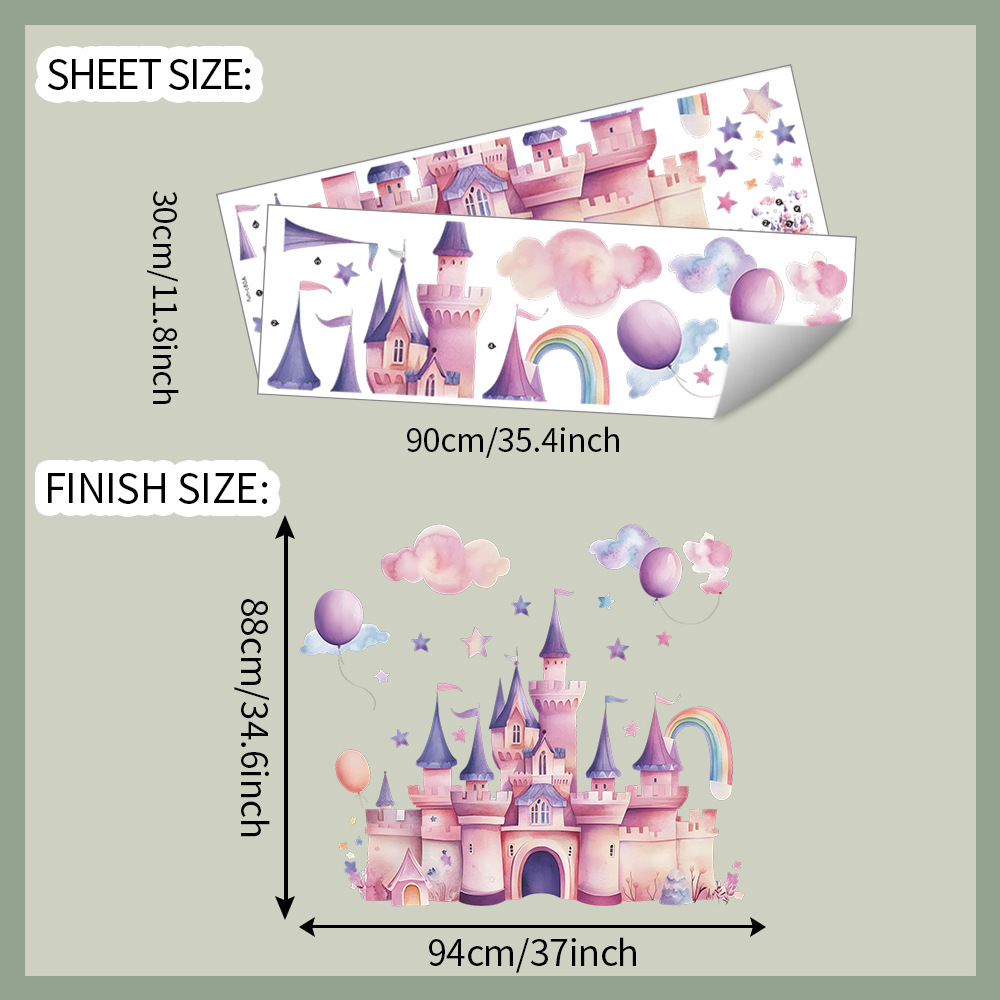 Pink Castle Wall Stickers Clou - Baby Nursery Wall Mural review and price