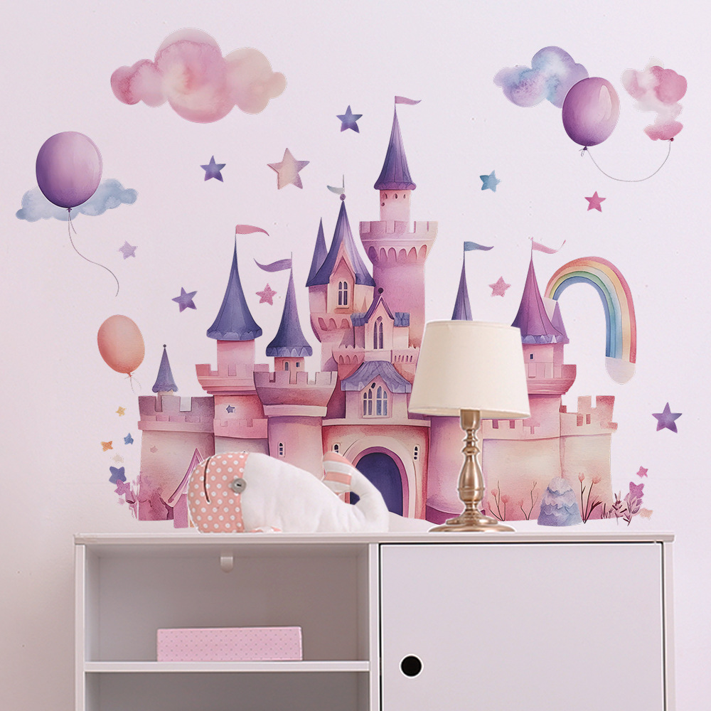 Pink Castle Wall Stickers Clou - Baby Nursery Wall Mural review and price
