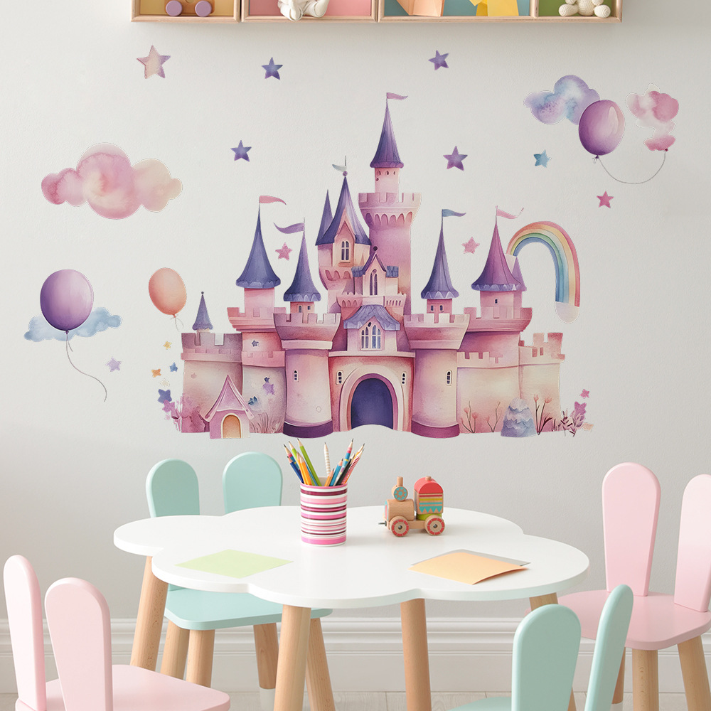 Pink Castle Wall Stickers Clou - Baby Nursery Wall Mural review and price
