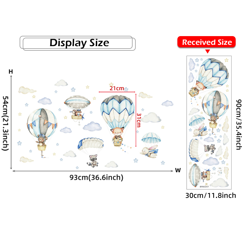 Cartoon Cute Animals Hot Air B - Baby Nursery Wall Mural review and price