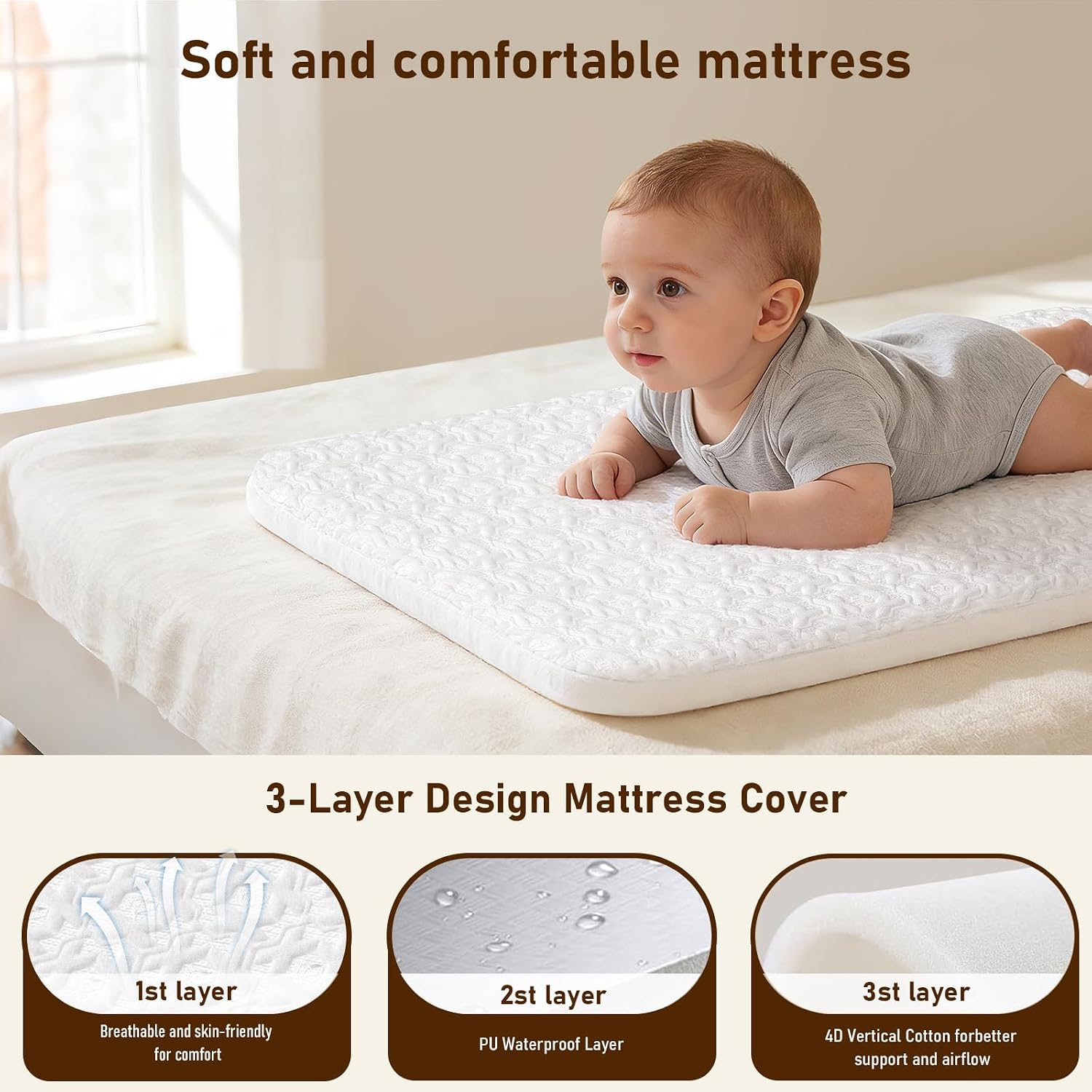 3 In 1 Baby Bassinet Bedside S - Baby Mattress Waterproof review and price