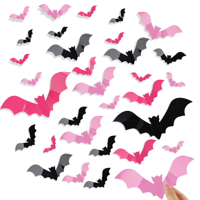 24/48Pcs Halloween Pink Bats W - Baby Nursery Wall Mural review and price