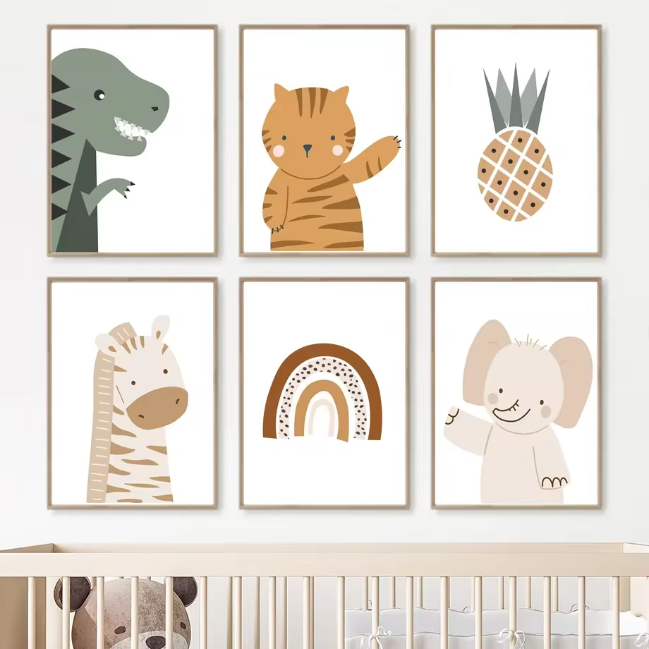 Rainbow Sun Lion Dinosaur Alph - Baby Nursery Animal Pictures review and price