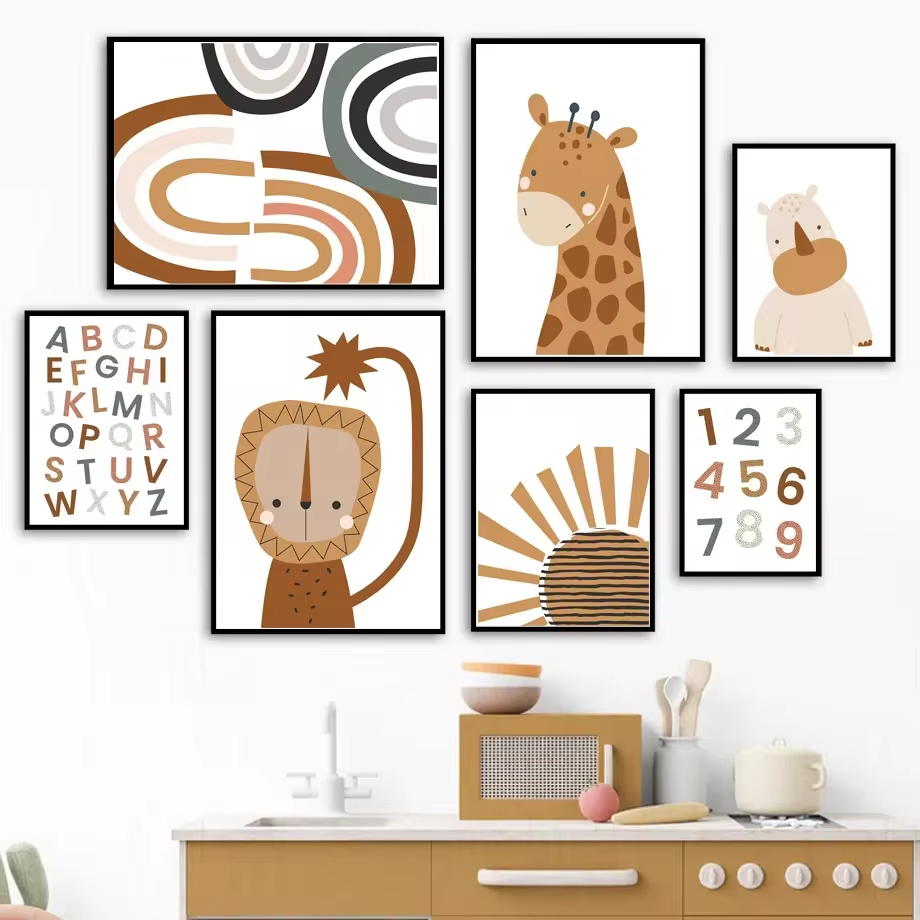 Rainbow Sun Lion Dinosaur Alph - Baby Nursery Animal Pictures review and price