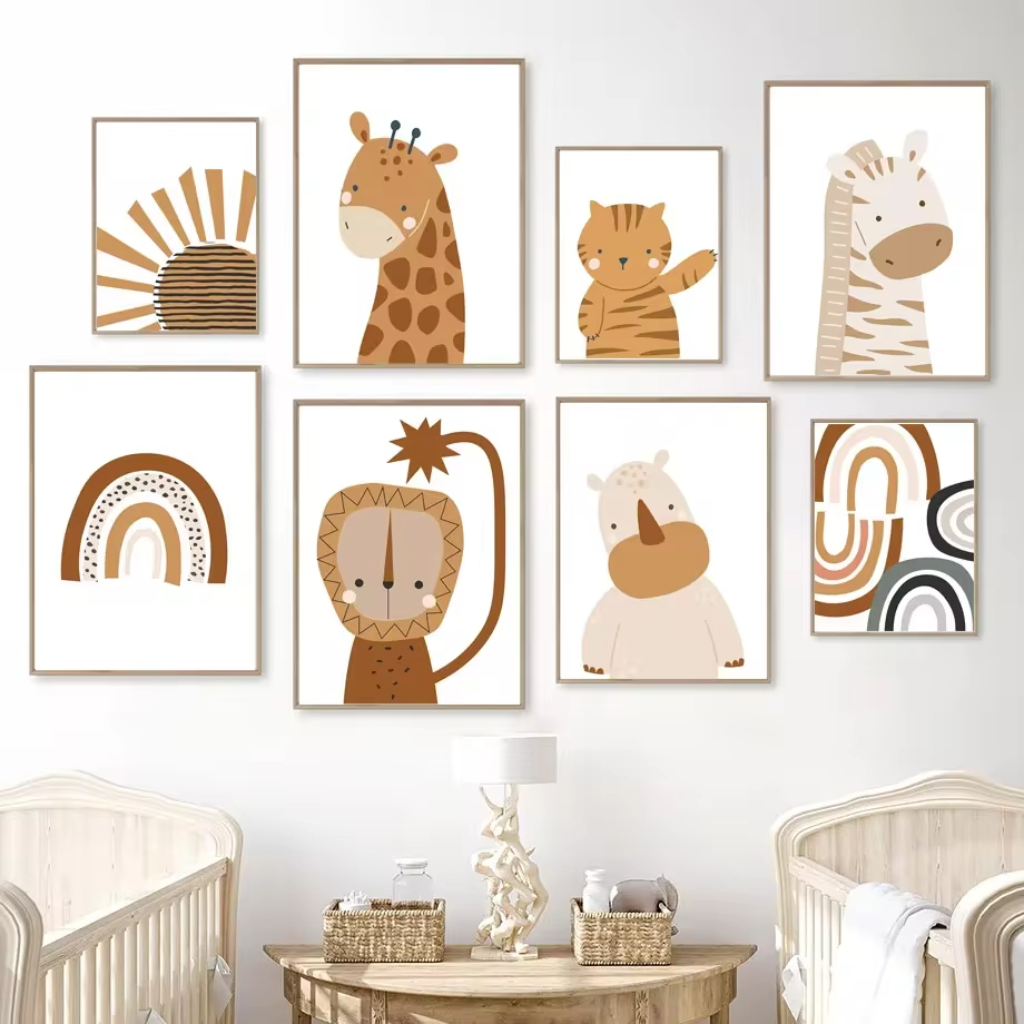 Rainbow Sun Lion Dinosaur Alph - Baby Nursery Animal Pictures review and price