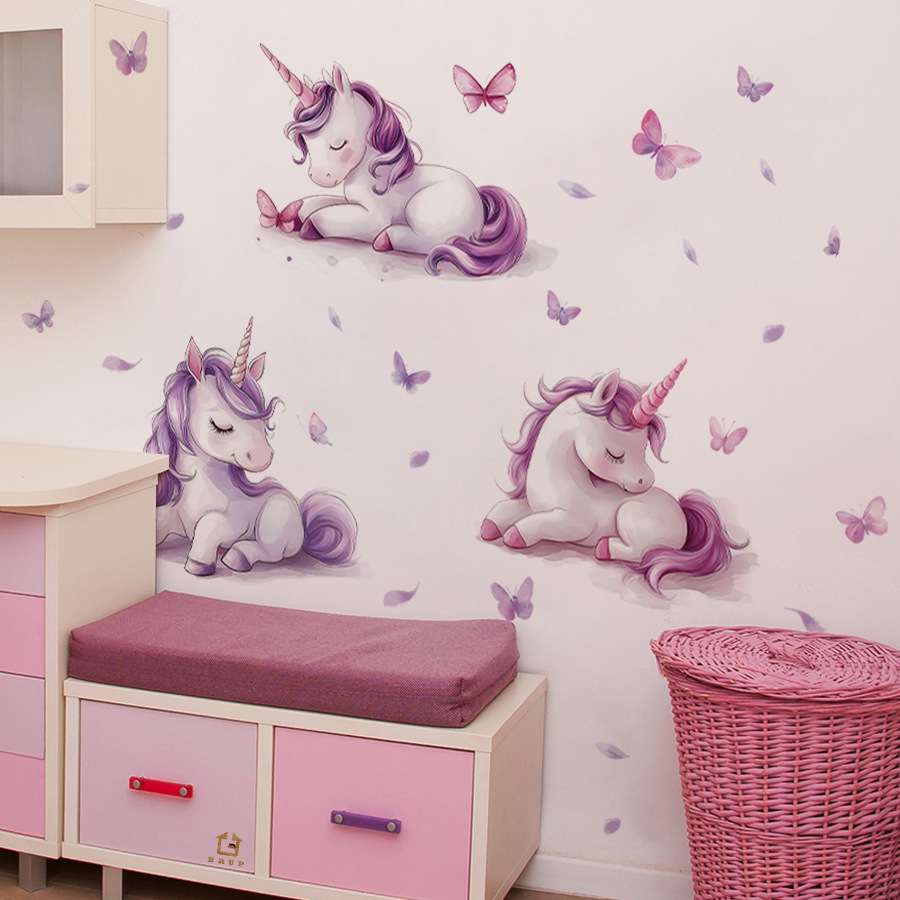 Cartoon Fantasy Unicorn Wall S - Baby Nursery Vinyl Wall Stickers review and price