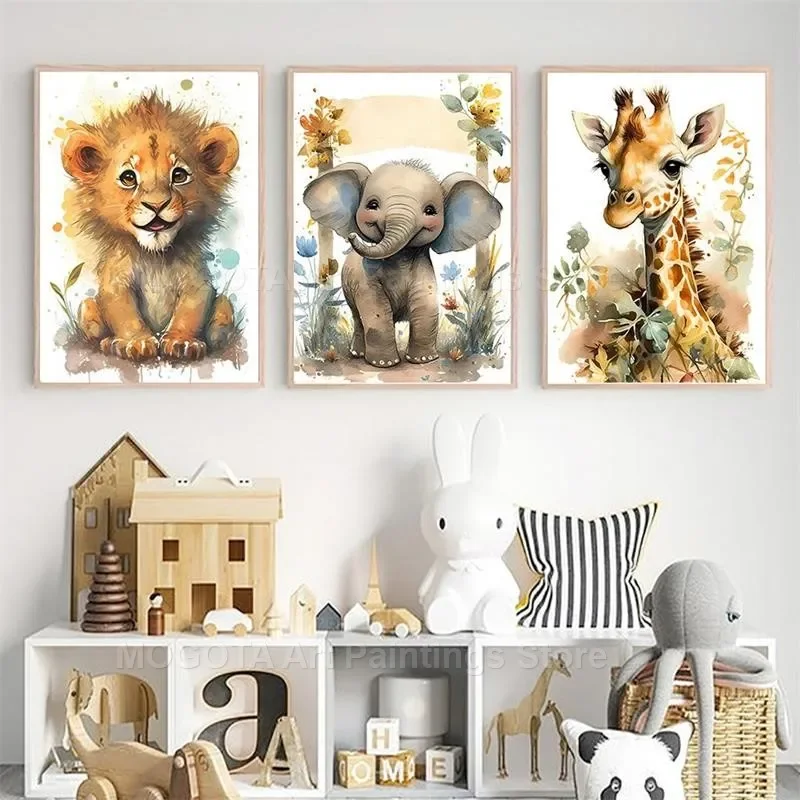 Watercolor Lion Giraffe Tiger  - Baby Nursery Animal Pictures review and price