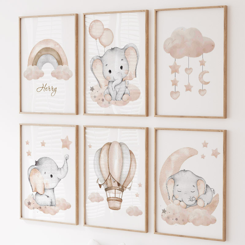 Cute Elephant Hot Balloon Moon - Baby Nursery Animal Pictures review and price