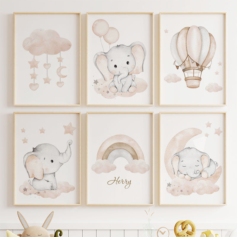 Cute Elephant Hot Balloon Moon - Baby Nursery Animal Pictures review and price