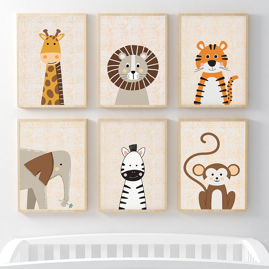 Lion Giraffe Elephant Zebra Mo - Baby Nursery Animal Pictures review and price