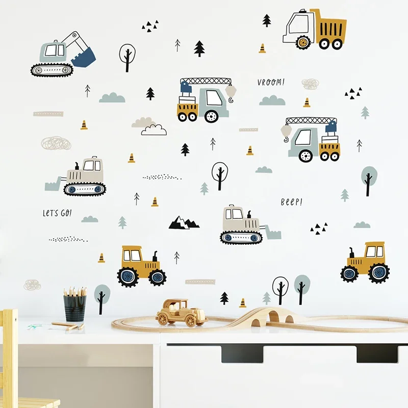 Hand Drawn Cute Cars Cargo Tru - Baby Nursery Wall Mural review and price