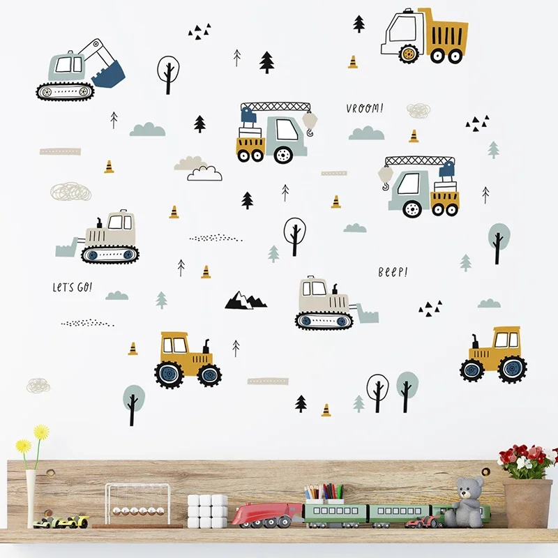 Hand Drawn Cute Cars Cargo Tru - Baby Nursery Wall Mural review and price