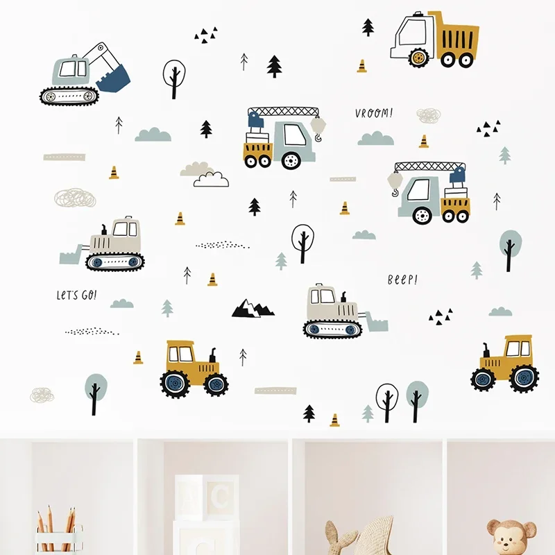 Hand Drawn Cute Cars Cargo Tru - Baby Nursery Wall Mural review and price
