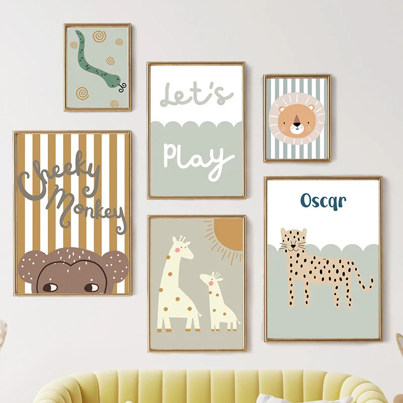 Cartoon Giraffe Leopard Lion M - Baby Nursery Animal Pictures review and price
