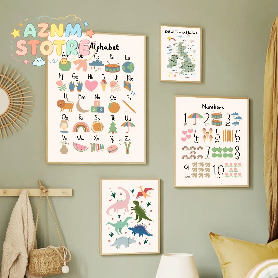 Animal World Map Dinosaur Alph - Baby Nursery Animal Pictures review and price