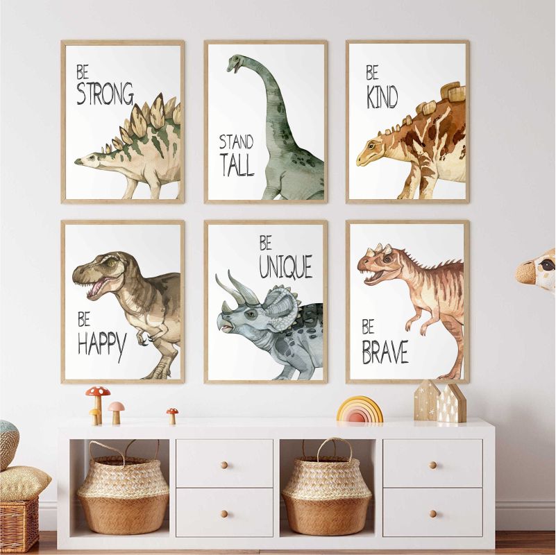 Watercolor Dinosaur Poster Nur - Baby Nursery Animal Pictures review and price