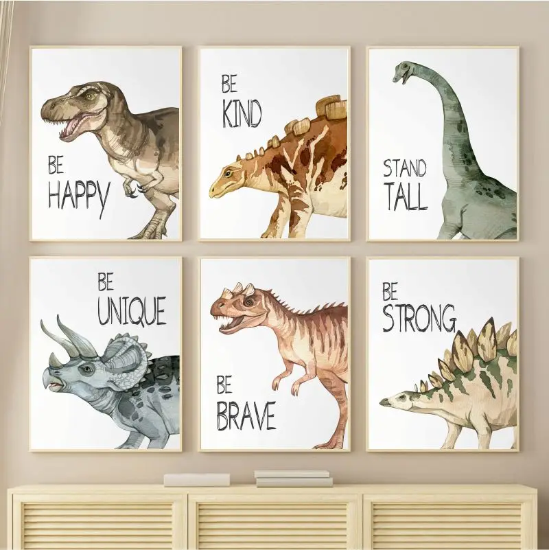 Watercolor Dinosaur Poster Nur - Baby Nursery Animal Pictures review and price