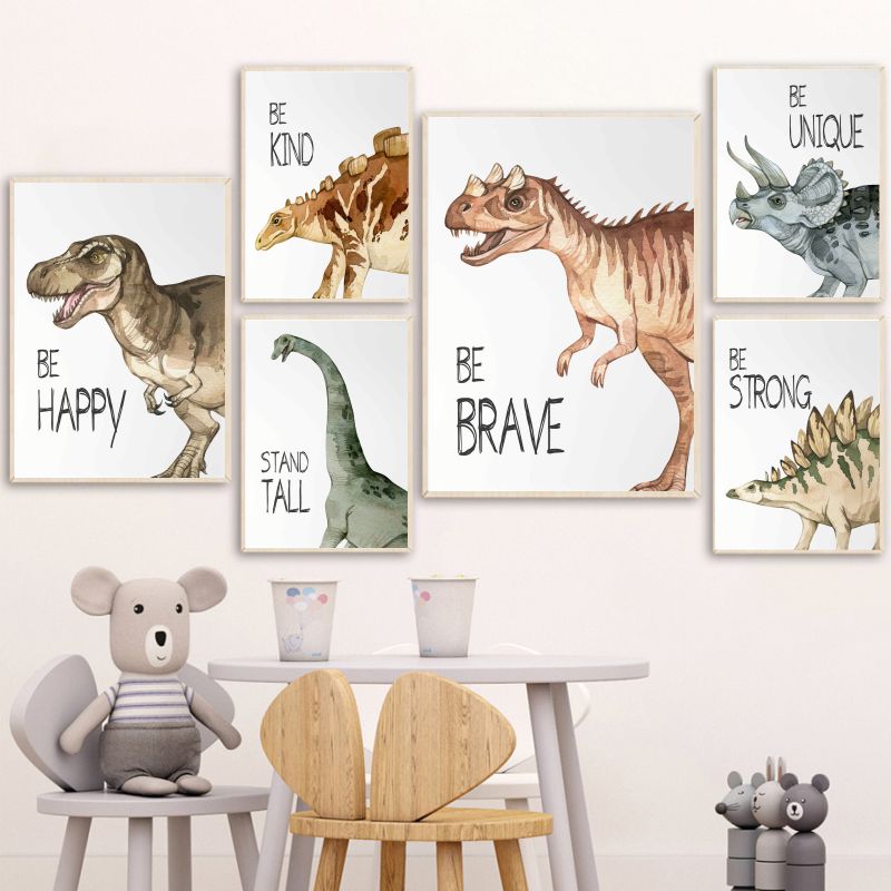 Watercolor Dinosaur Poster Nur - Baby Nursery Animal Pictures review and price