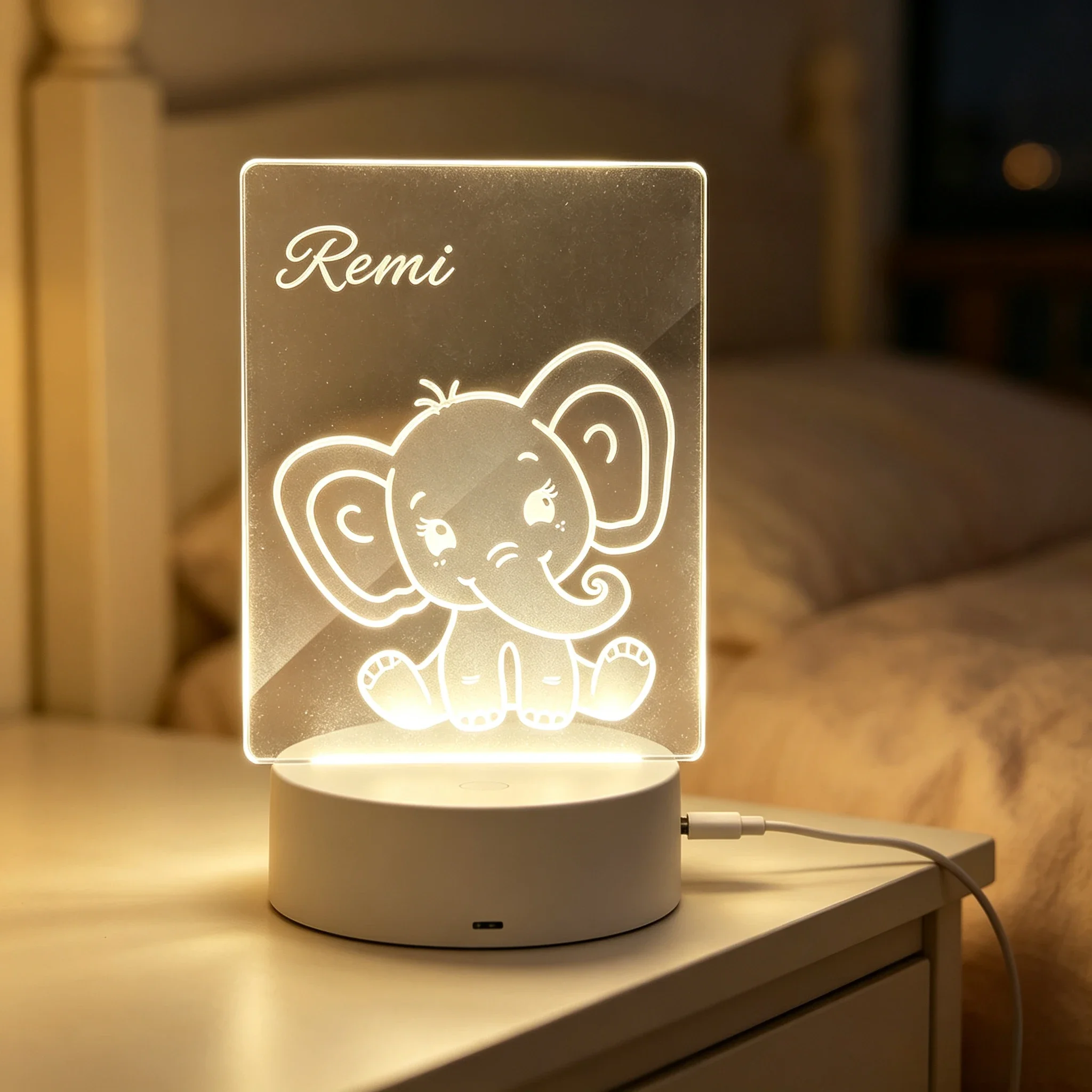 Custom Name Cute Baby Elephant - Baby Nursery Lamp review and price